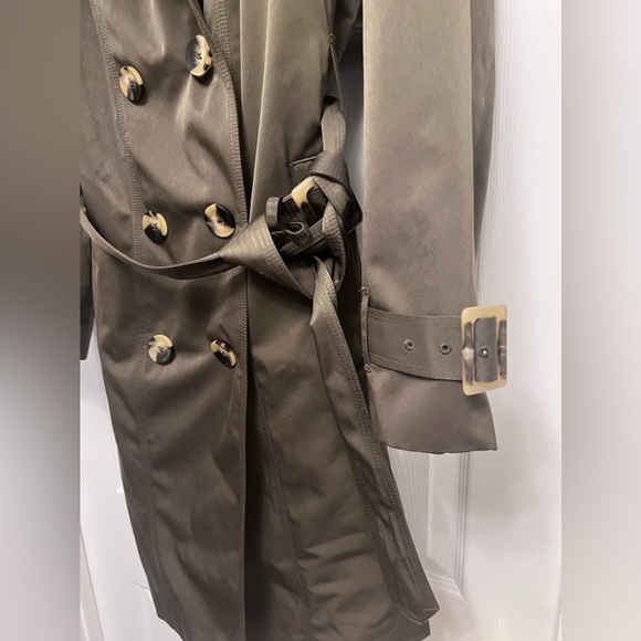 ❌SOLD❌London Fog Military Olive Green Broken Tench Coat Size XL Tortoise Buttons - Picture 6 of 13